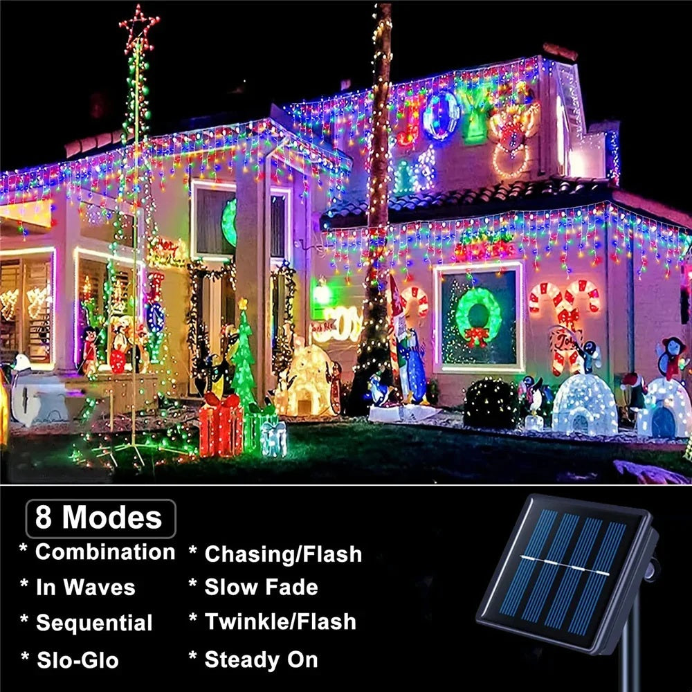 LumiCascade – Guirlande Solaire Rideau 96 LED