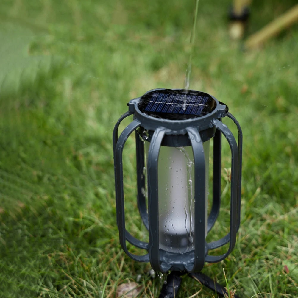 GlowWeave – Lanterne Solaire en Métal Rond