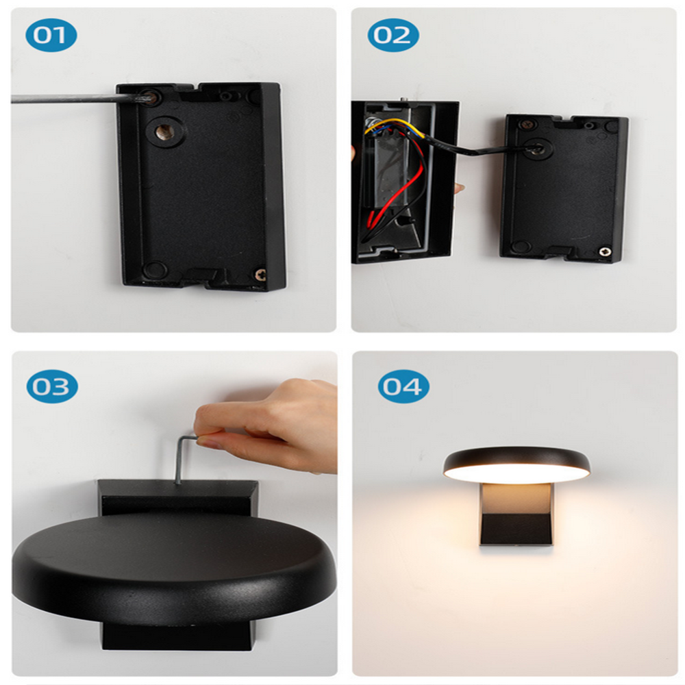 Glowix - Applique murale ronde en acier inoxydable