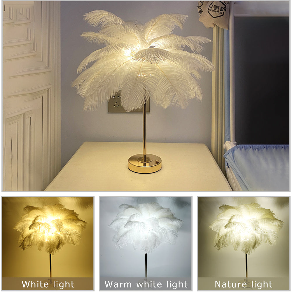 Feathra - Lampe ade table à plumes