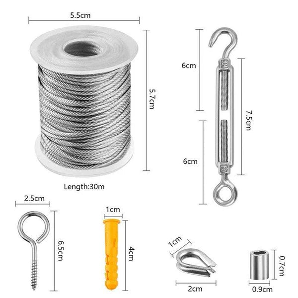 Fil de guidage de 30m en acier inoxydable revêtu de PVC pour une suspension robuste