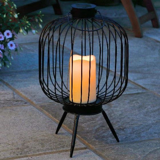 GlowWeave – Lanterne Solaire en Métal Rond