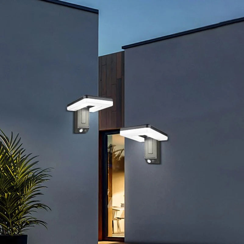Lumeno - Applique murale solaire carrée en acier inoxydable