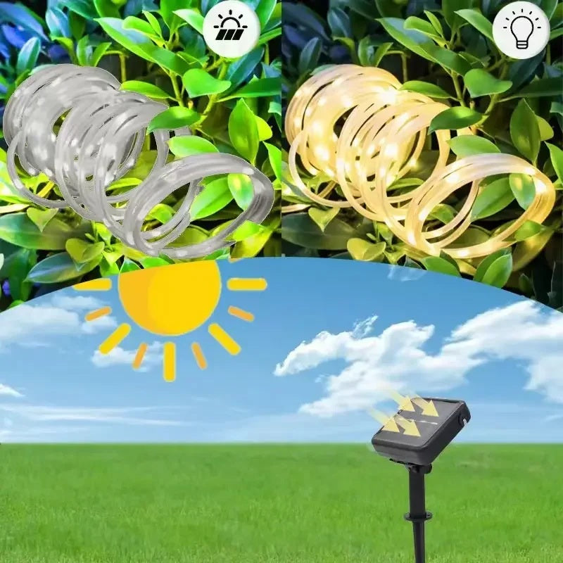 SolarTwine Guirlande Tube Solaire – Lumière LED Étanche pour Jardin & Noël