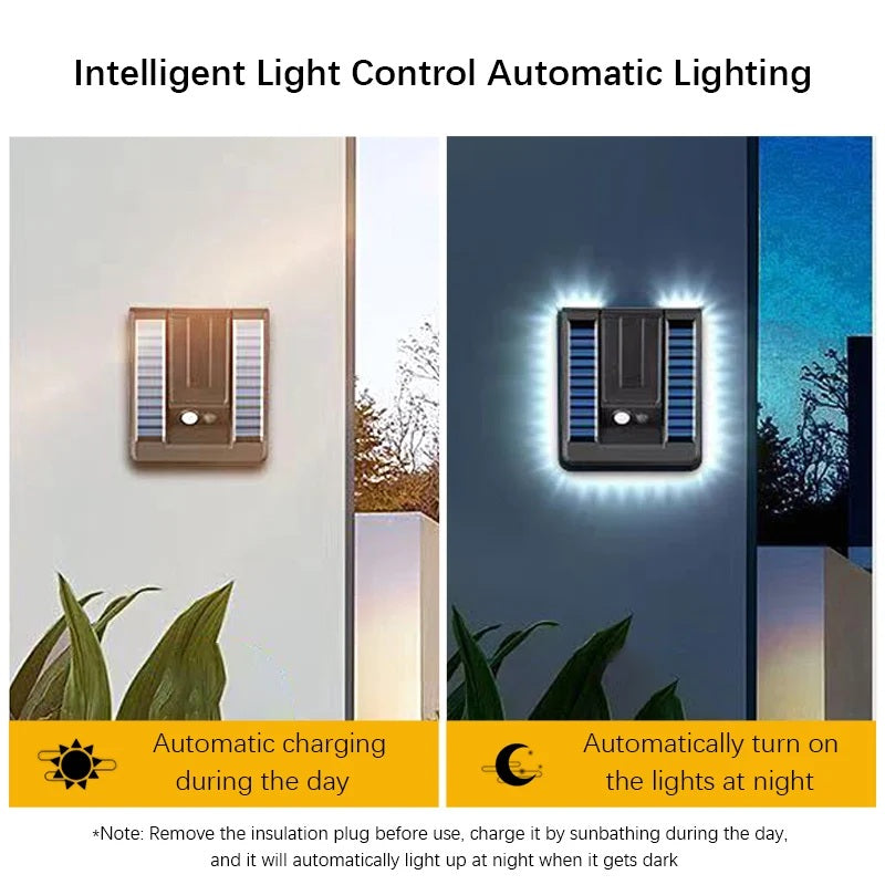 Lumeno - Applique murale solaire carrée en acier inoxydable