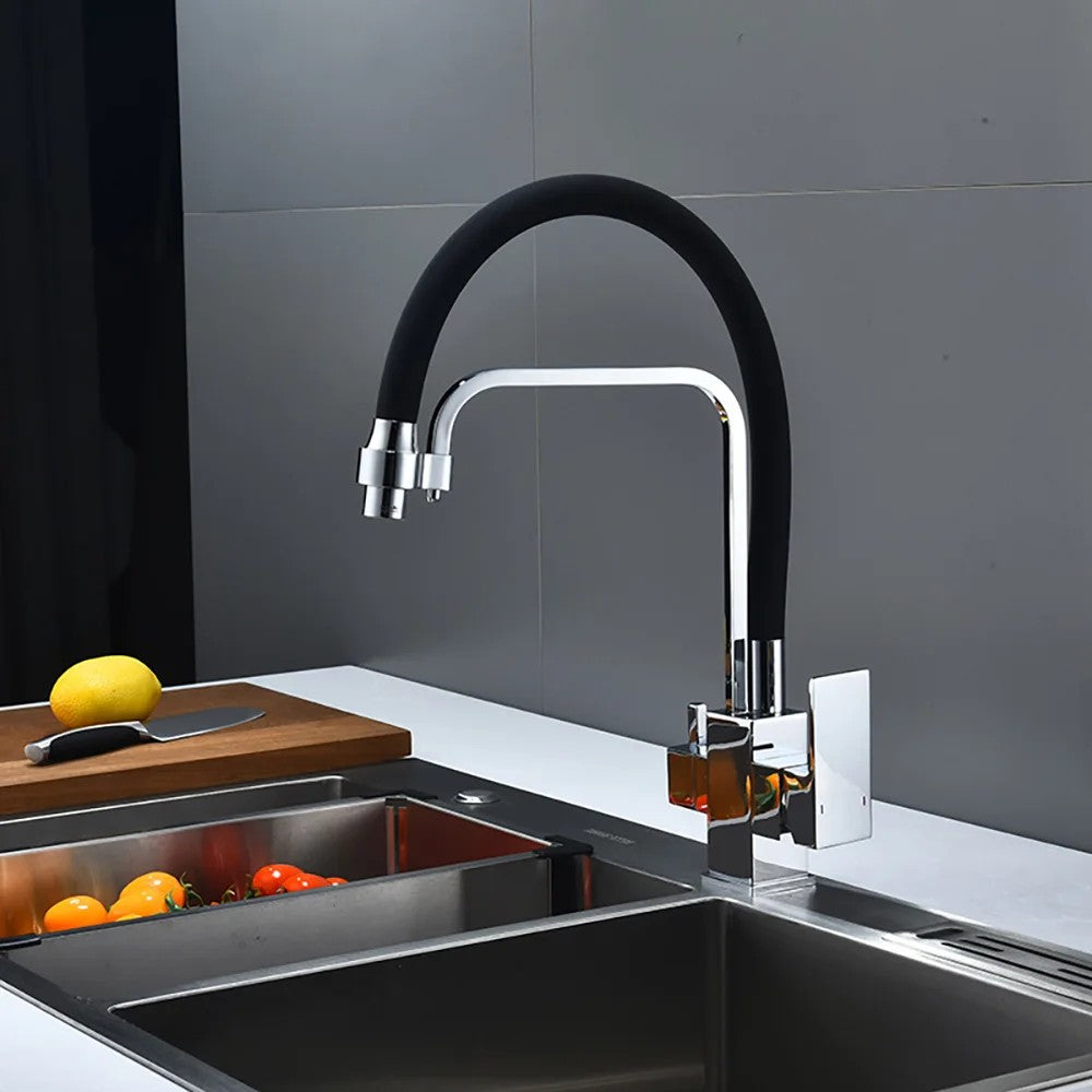 Ater - Robinet de Cuisine Noir Chrome