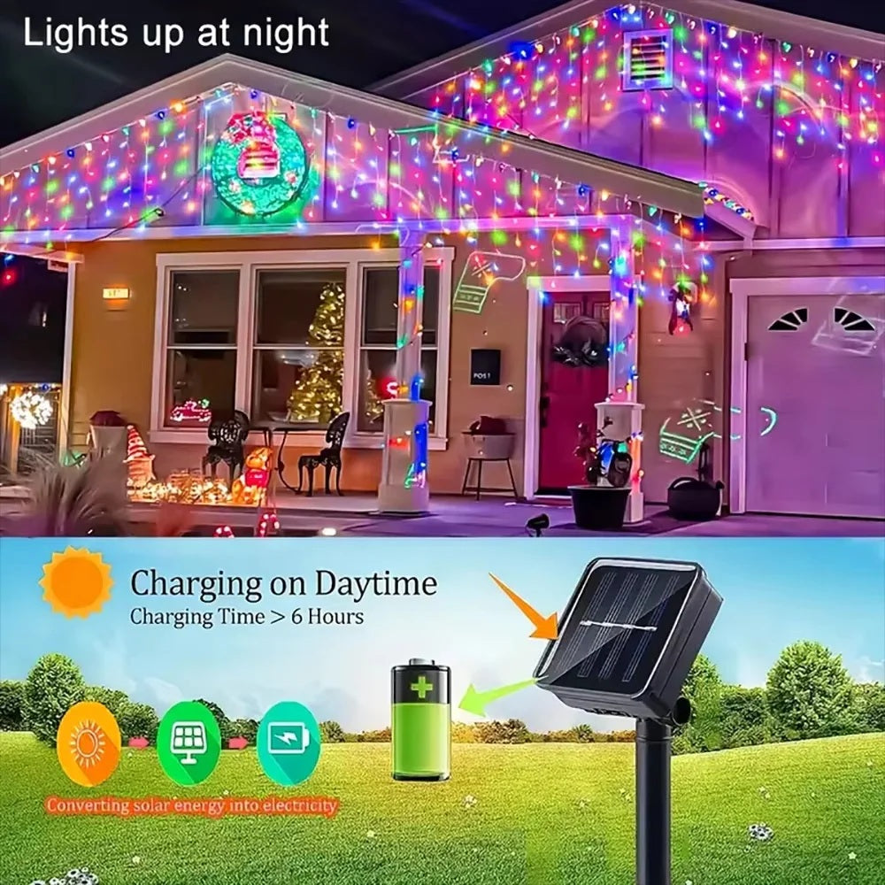 LumiCascade – Guirlande Solaire Rideau 96 LED